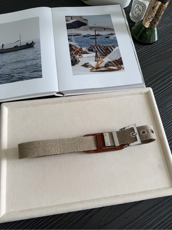 Dolce & Gabbana Canvas Leather Belt Women’s Size 40 Beige Brown